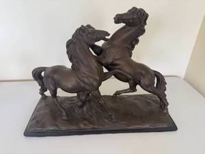 lot 87 image: Horses Fighting Faux Bronze Sculpture