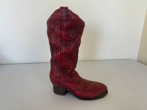 lot 41 image: Red Cowboy Boot Doorstop