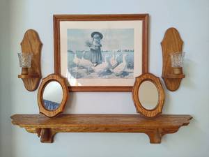 lot 83 image: Lot of Oak Wall Decor and Girl with Ducks Picture