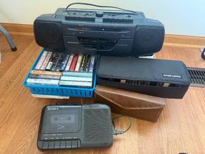 lot 52 image: Magnavox Twin Cassette Player and Sony Cassette Player and Cassette Tapes