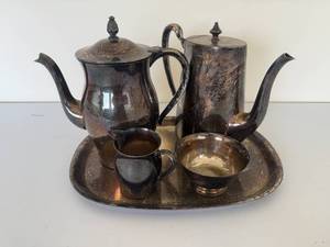 lot 109 image: Silver Plated Tea Pots, Tray and More