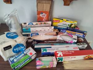 lot 103 image: Large Lot of Assorted Wraps, Parchment Paper, Aluminum Foil 