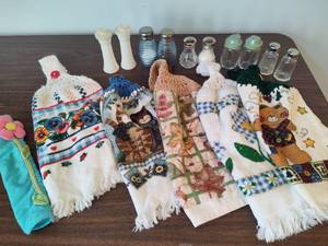lot 126 image: Assorted Salt & Pepper Shakers and Grandmas Towels