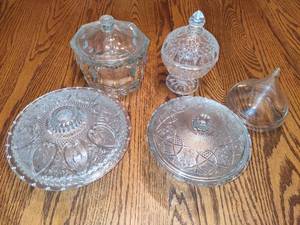 lot 154 image: Lot of Glass Candy Dishes with Lids