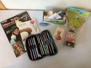 lot 192 image: Lot of Crochet Hooks and Magazine, Sewing Supplies etc.
