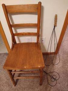 lot 176 image: Antique Wood Chair & Two Rug Beaters