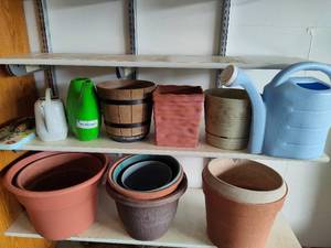 lot 249 image: Lot of Asst Pots, Watering Cans & Gardening Tools