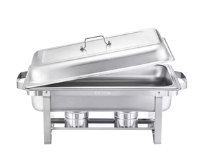 lot 9 image: Vevor - 8 qt. Chafing Dish Buffet Set Stainless Chafer with 4 Full Size Pans  (4-Pack)