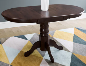 lot 10 image: CorLiving - Dillon Cappuccino Stained Wood Extendable Oval Pedestal Dining Table (Top Only)