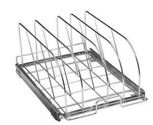 lot 19 image: Sliver Standing, Pot Rack, Expandable Pull Out Under Cabinet Organizer
