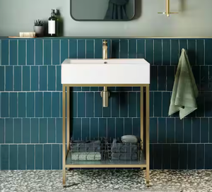 lot 54 image: Pierre 24 in. W x 18.1 in. D Bath Vanitywith Ceramic Vanity Top in White with White Basin