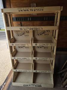 lot 2 image: Channel Craft Wooden Display Shelf 41 12 Wide, 66 tall, 18 Deep with Various Spots for Different Products