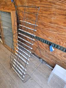 Metal Magazine or Pamphlet Display Rack approx 19 1/2" wide, 26" deep at the base, 53" tall - slightly springy
