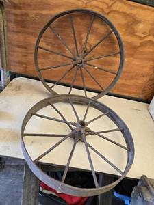 lot 13 image: Antique Metal Wagon Wheels - Approx. 24