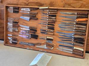 lot 51 image: Huge Lot of Vintage Knives and Cutlery Set on Display Board