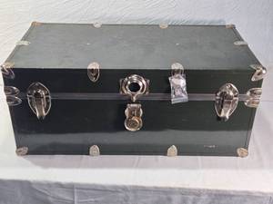 lot 64 image: Military Style Storage Trunk with Lock and Key