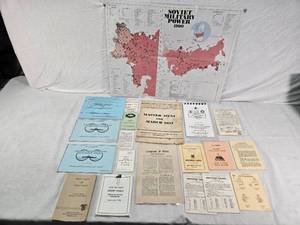lot 191 image: Military Memorabilia from Many Eras including Soviet Military Power Map, Safety Book, Battle Handbook and Intelligence Manuals