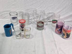 lot 210 image: Drinking Glasses and Mugs including Culvers, Coca-Cola, Mountain Dew, and themed Disney glasses and More