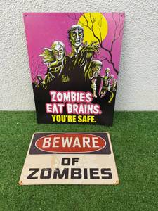 lot 37 image: Zombies Metal Signs