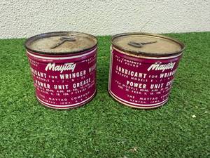 lot 41 image: 2 Vintage Cans Maytag Power Unit Grease - Sealed