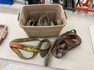 lot 94 image: Tote of Large Ratchet Straps, Liftall & Tow Strap