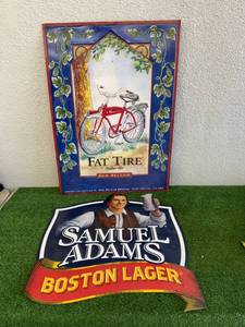 lot 146 image: Samuel Adams Boston Lager & Fat Tire Large Metal Signs