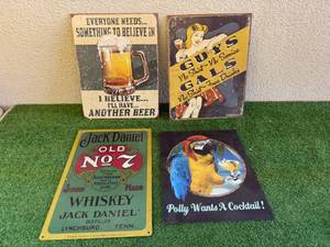 lot 159 image: Metal Beer, Jack Daniels Man Cave Signs