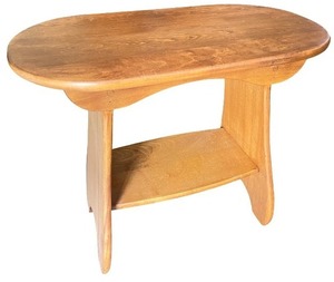 lot 53 image: Wooden Oval Side Table with Shelf