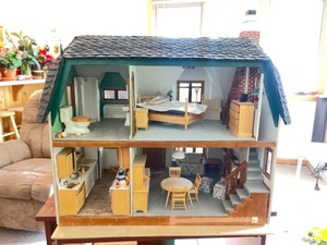 Detailed Wooden Victorian Dollhouse with Furniture and Accessories