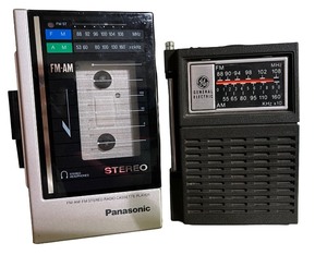 lot 69 image: Panasonic FM AM Cassette Player and GE Portable Radio Set