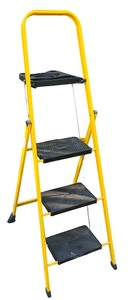 lot 85 image: Yellow 3-Step Folding Ladder with Safety Rail