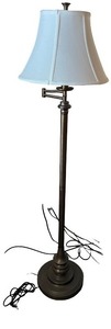 lot 86 image: Traditional Bronze Floor Lamp with White Shade