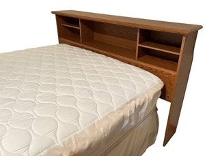 lot 87 image: Wood Headboard with Storage Shelves