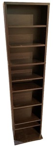 lot 92 image: Black Tall Wood Bookshelf with 7 Adjustable Shelves