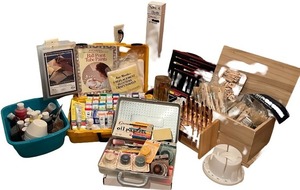 lot 100 image: Extensive Art Supplies Collection with Paints, Brushes, Oil Pastels and Cases