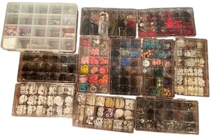 lot 104 image: Collection of Assorted Buttons and Sewing Notions in Organizer Cases