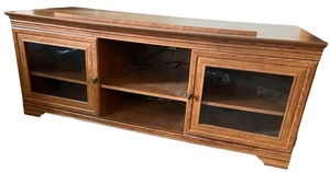 lot 106 image: Wooden Entertainment Console with Glass Doors