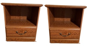 lot 107 image: Wood Nightstand with Drawer and Open Shelf
