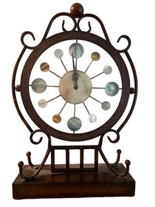 lot 122 image: Decorative Metal and Mother of Pearl Table Clock