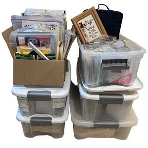 lot 125 image: Large Lot of Embroidery and Needlecraft Supplies in Storage Totes