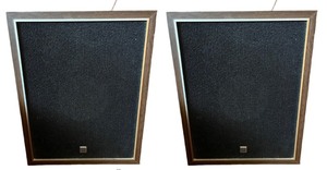 lot 140 image: Pair of Vintage Japan Wall Mount Wood Frame Speakers