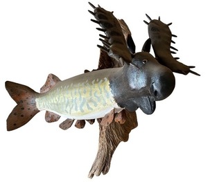 lot 158 image: Whimsical Moose-Fish Hybrid Wall Mount Decor