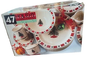 lot 193 image: Holiday Homecoming 47-Piece Stoneware Dining Set in Box