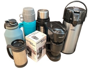 lot 197 image: Collection of Thermoses and Coffee Dispensers Including West Bend Party Perk