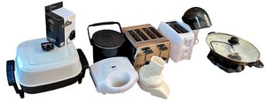 lot 233 image: Collection of Small Kitchen Appliances Including Toaster, Griddle, Egg Cooker, and More