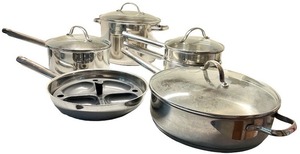 lot 235 image: Leyse 1810 Stainless Steel Commercial Cookware Set with Lids