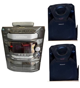 lot 240 image: Panasonic 5 CD Changer Stereo System SA-AK18 with Dual Bass Reflex Speakers