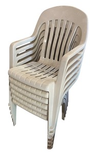 lot 249 image: Set of 6 Stackable Plastic Patio Chairs