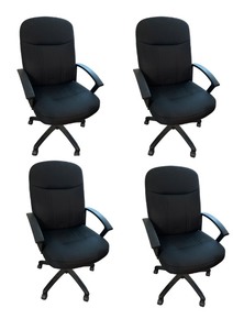 lot 253 image: Set of 4 Black Fabric Office Chairs with Armrests