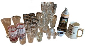 lot 224 image: Collection of Vintage Glassware, Beer Steins, and Mugs